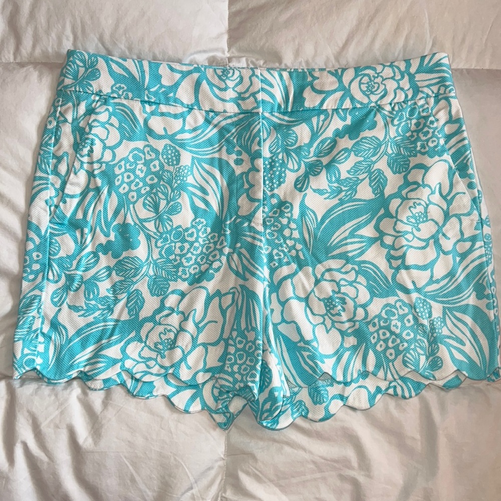 Talbots Teal and White Floral Women Shorts